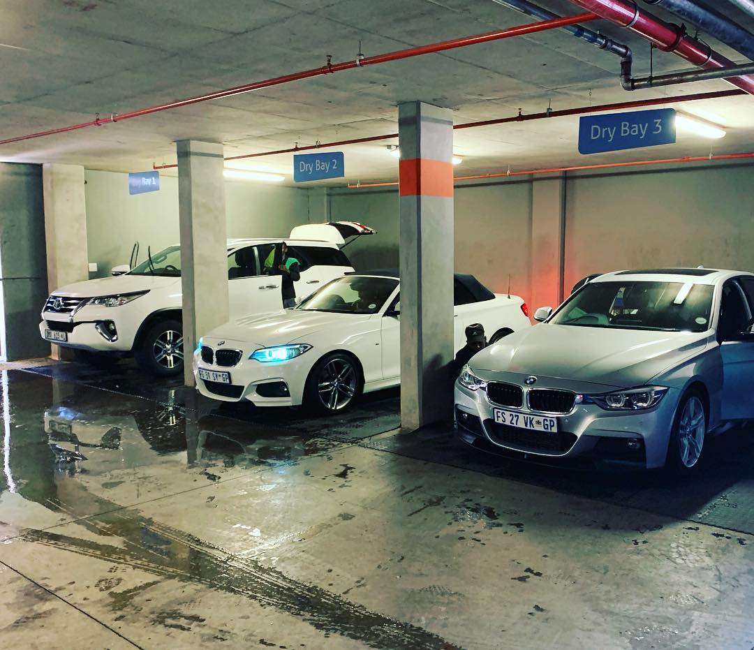 Cars in drying bay